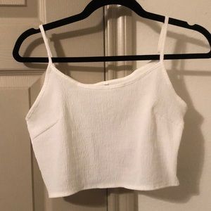 Textured Linen White Crop Top